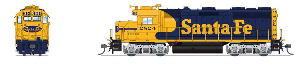 Broadway Limited Train 7530 HO P4 GP35u Diesel SF #2824/Yellow Bonnet DC/DCC Sound