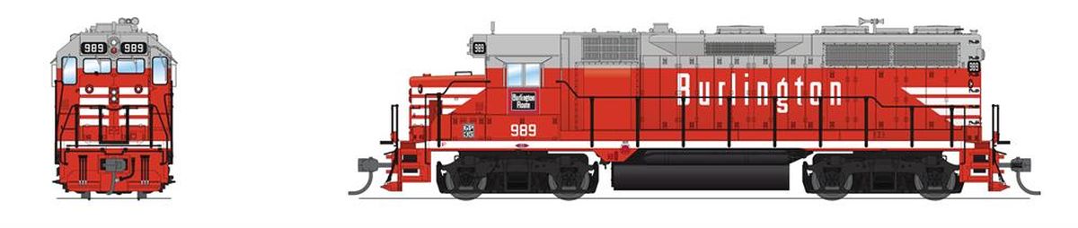 Broadway Limited Train 7534 HO P4 GP35 Diesel CB&Q #989/Chinese Red DC/DCC Sound