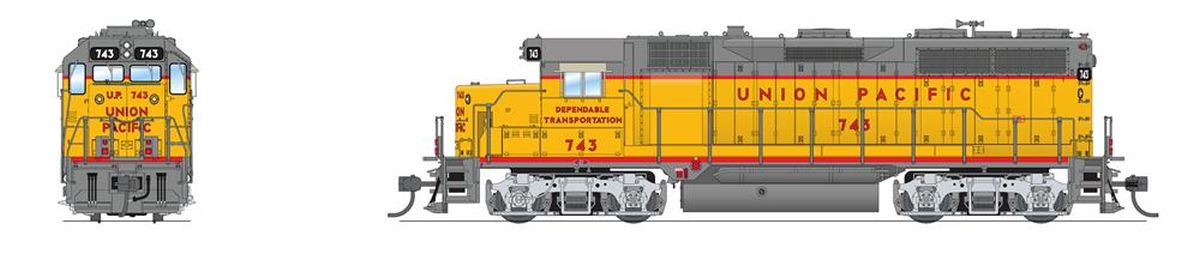 Broadway Limited Train 7548 HO P4 GP35 Diesel UP #743/Dependable Transportation DC/DCC S