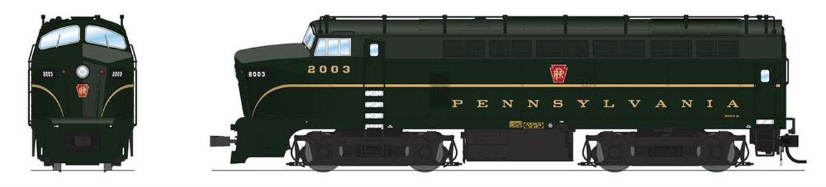 Broadway Limited Train 7693 HO P4 BF-16 Sharknose A Diesel PRR #2002A/1-Stripe DC/DCC So