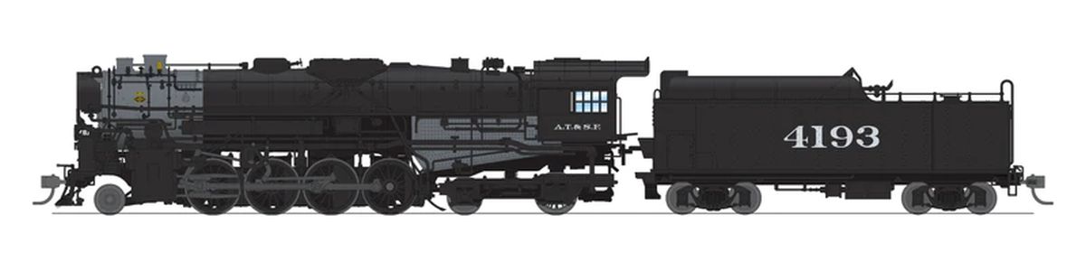 Broadway Limited Train 7845 HO SF 2-8-4 Berkshire Steam Loco #4193/Spoked Drivers DCC Re