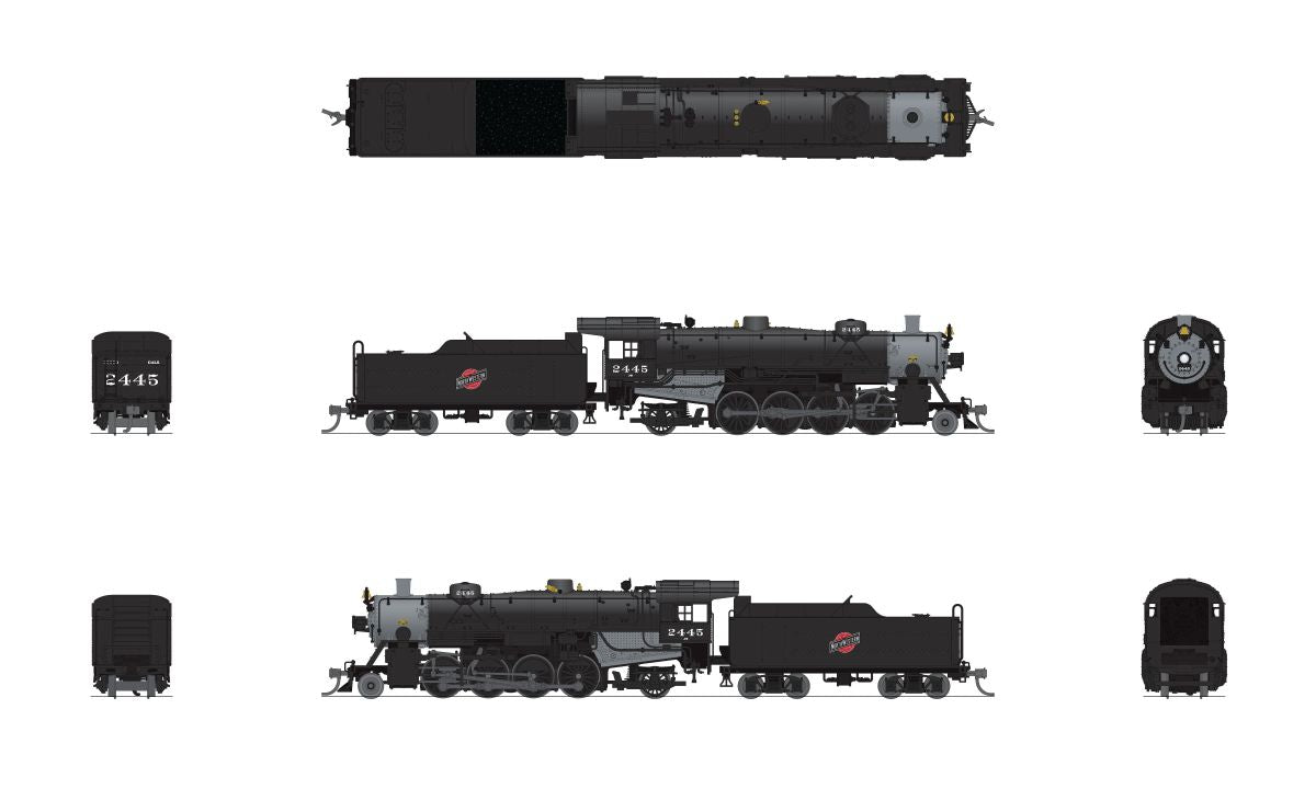 Broadway Limited Train 7854 N USRA Lt.Mikado Steam Loco CNW #2445 DC/DCC Sound