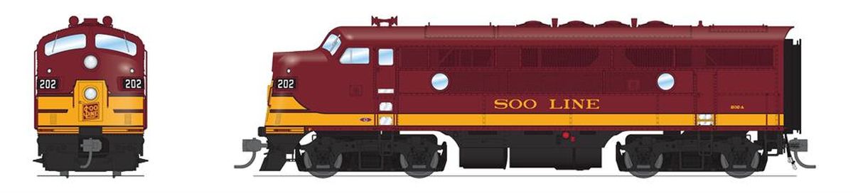 Broadway Limited Train 8175 HO P4 F3A Diesel Soo #202A/maroon&gold DC/DCC Sound