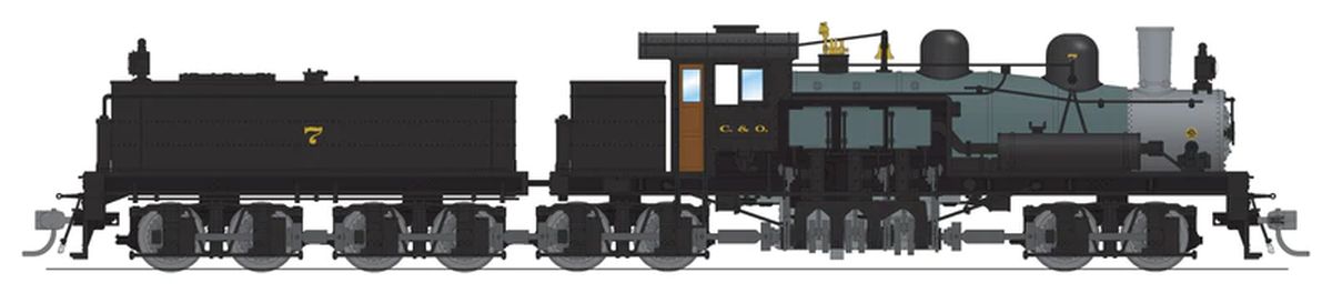 Broadway Limited Train 8252 HO Class D 4-Truck Shay C&O #7/As-Delivered DCC Ready