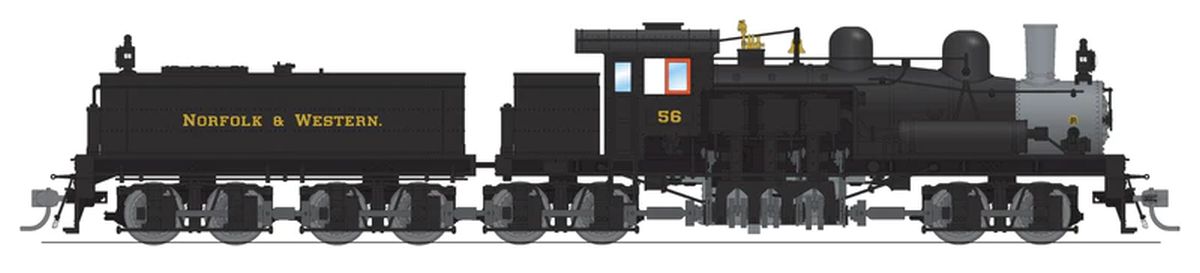 Broadway Limited Train 8256 HO Class D 4-Truck Shay N&W #56 DCC Ready