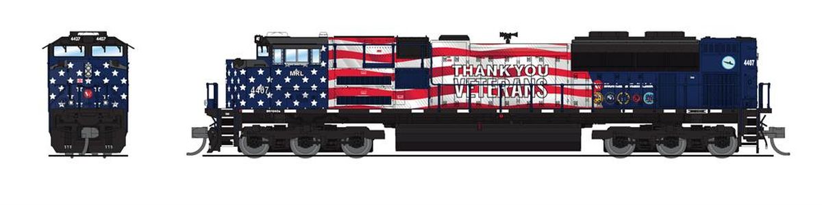 Broadway Limited Train 8425 N P4 SD70ACe Diesel MRL #4407/Veterans Tribute DC/DCC Sound