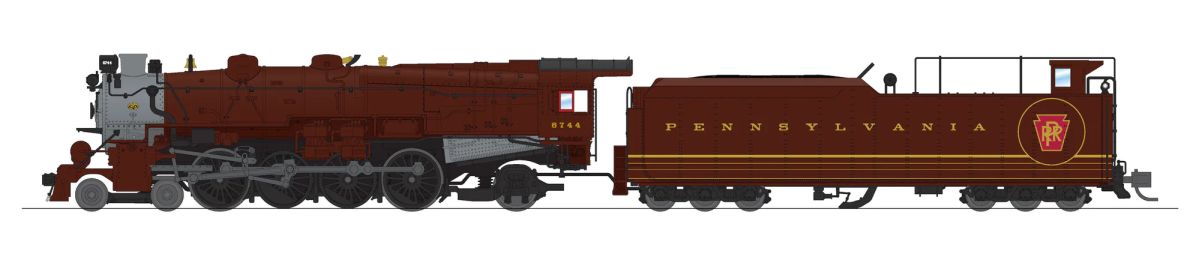 Broadway Limited Train 8499 N PRR M1b 4-8-2 Steam Loco #6744/Tuscan Scheme DCC Ready