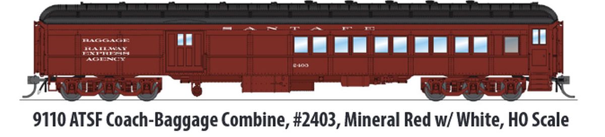 Broadway Limited Train 9110 HO Heavyweight Combine SF #2403/Mineral Red