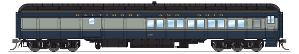 Broadway Limited Train 9112 HO Heavyweight Combine B&O #1430/blu gry gold