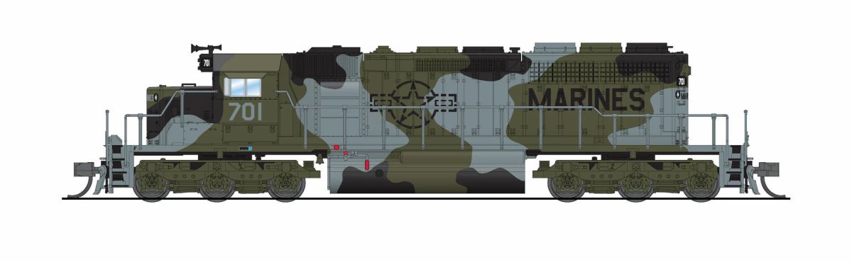 Broadway Limited Train 9495 N SD40-2 Diesel USMC #701/Camouflage DCC Ready