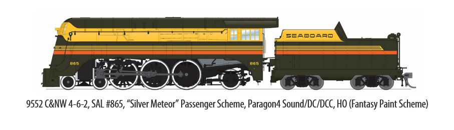 Broadway Limited Train 9552 HO HY SAL 4-6-2 Silver Meteor #865/Psg.Scheme DC/DCC Sound