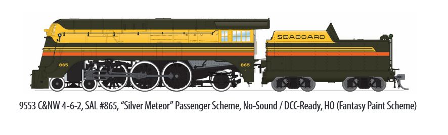Broadway Limited Train 9553 HO HY SAL 4-6-2 Silver Meteor #865/Psg.Scheme DCC Ready