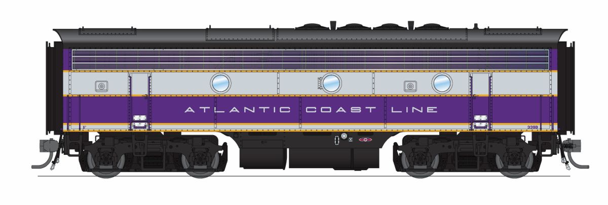 Broadway Limited Train 9653 HO P4 F3B ACL #343B/Purple&Silver DC/DCC Sound