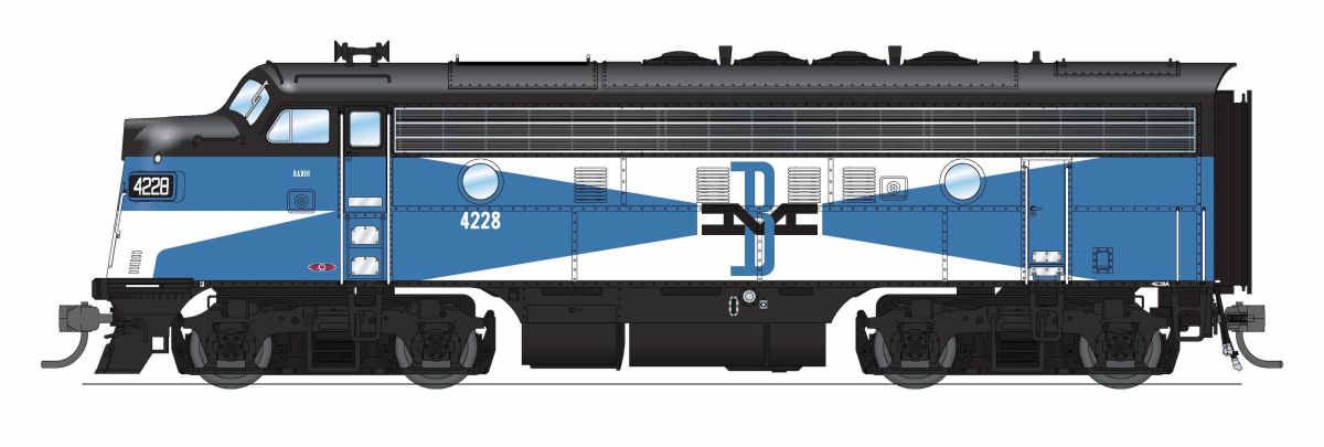 Broadway Limited Train 9656 HO P4 F3A B&M #4228A/Blue McGinnis DC/DCC Sound