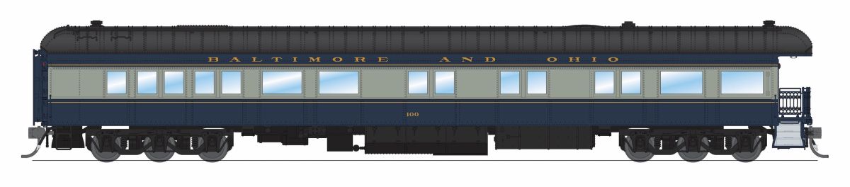 Broadway Limited Train 9721 HO B&O Business Car #100 Blue & Gray HO Scale