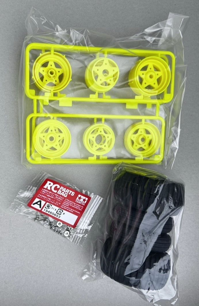 New Tamiya Kit # 47522 Grass hopper Black Edition Wheels Tires and Screws
