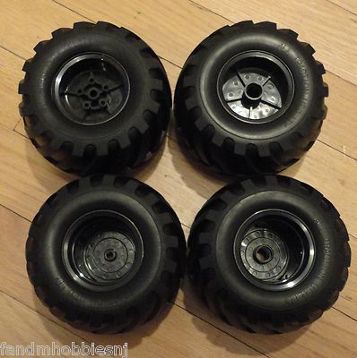 Tamiya Black Edition Lunch Box or Midnight Pumpkin Truck Tire & Rim 4 Wheel Set