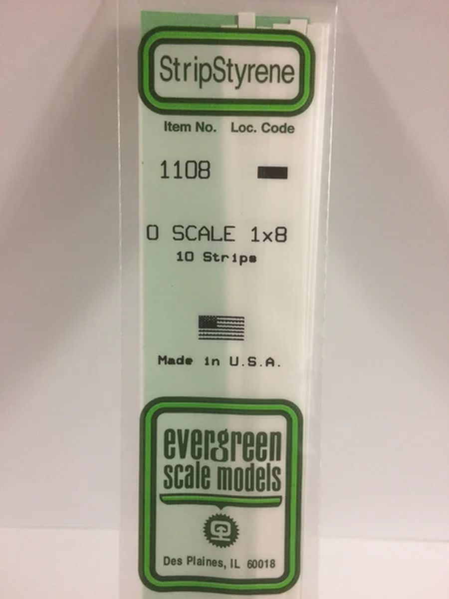 Evergreen Plastic 1108 O-Strips 1 x 8 (10)