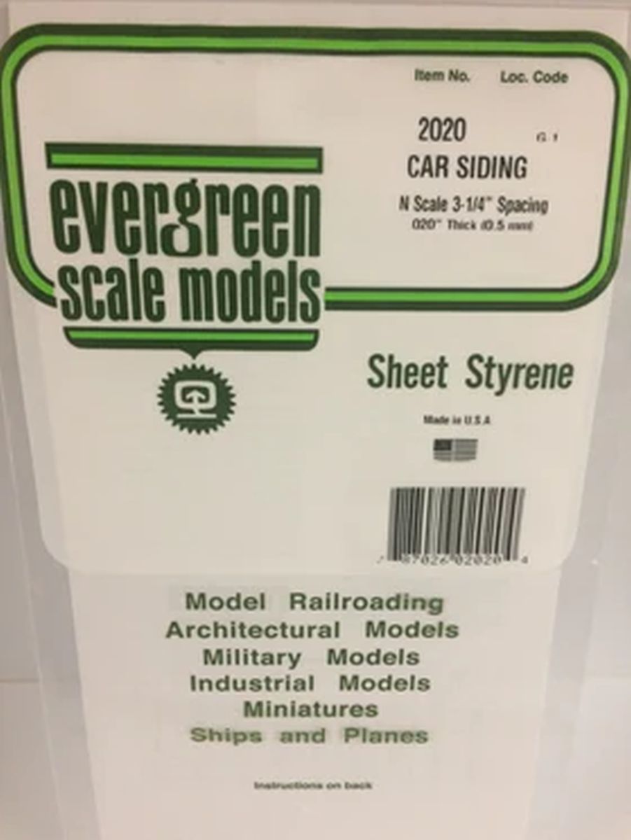 Evergreen Plastic 12020 N-Scale Car Siding