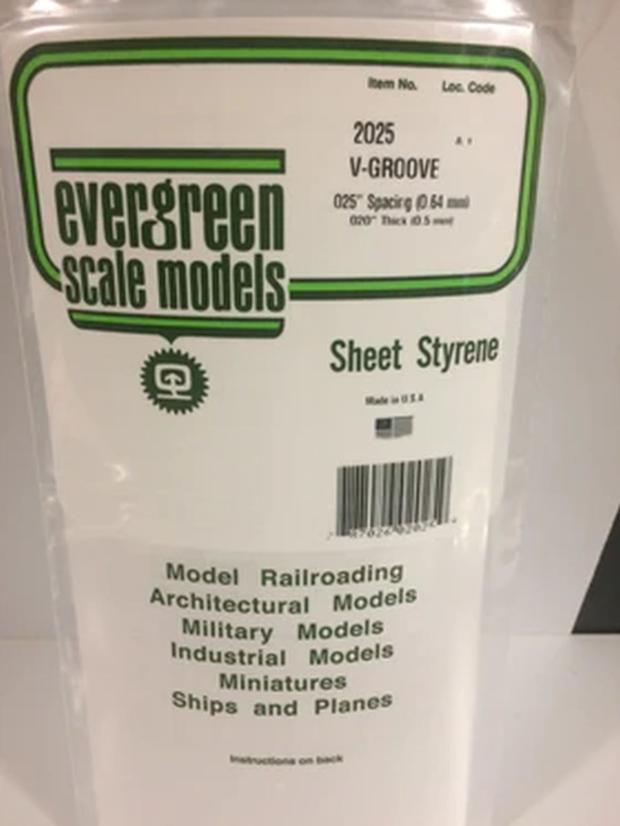 Evergreen Plastic 12025 V-Groove .025  Sp