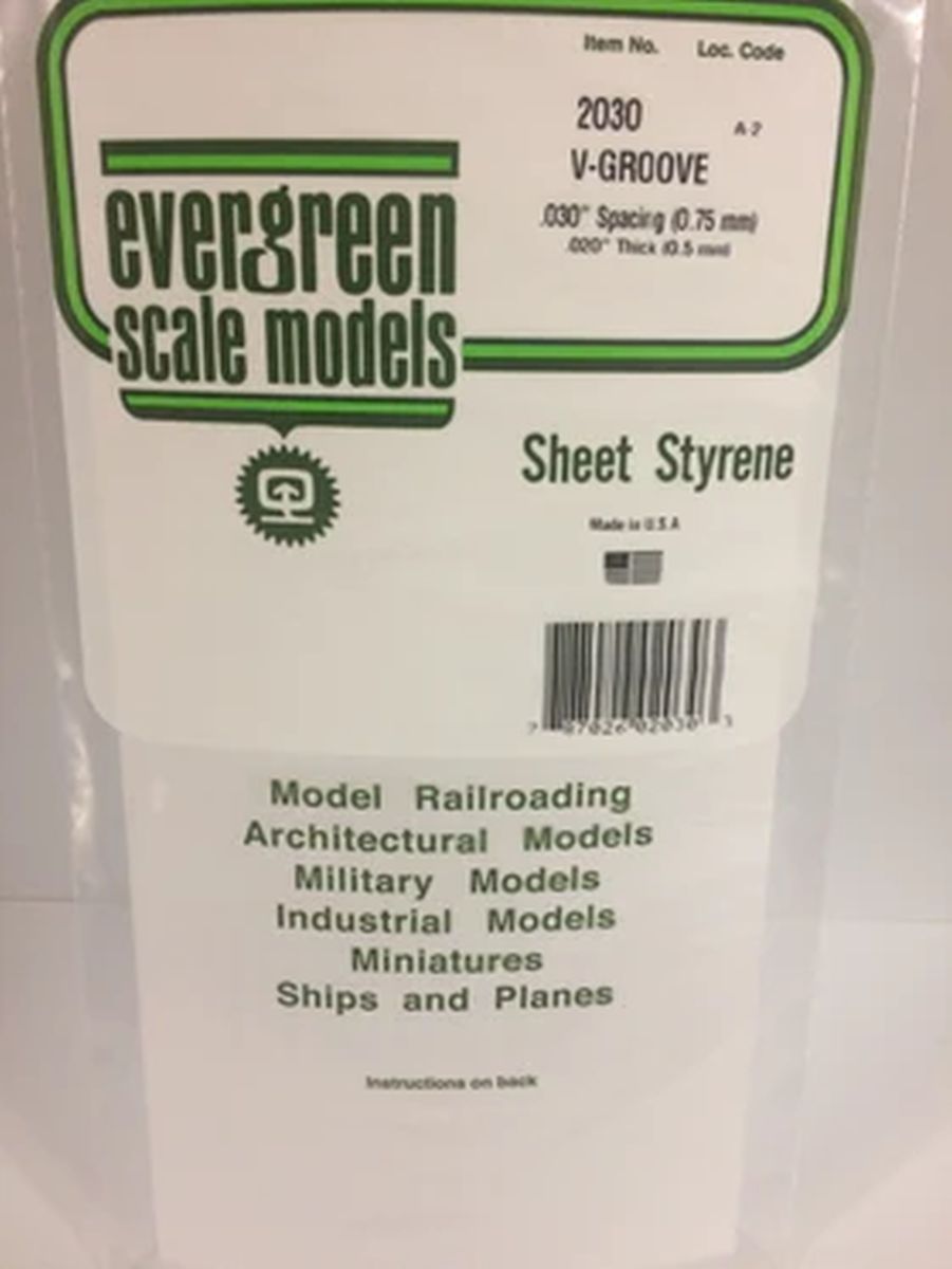 Evergreen Plastic 12030 V-Groove .030  sp