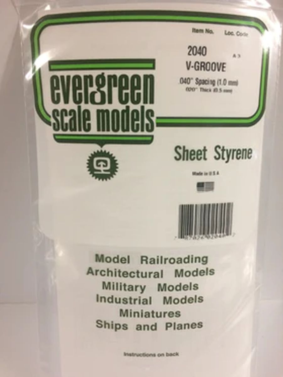 Evergreen Plastic 12040 V-Groove .040  Sp