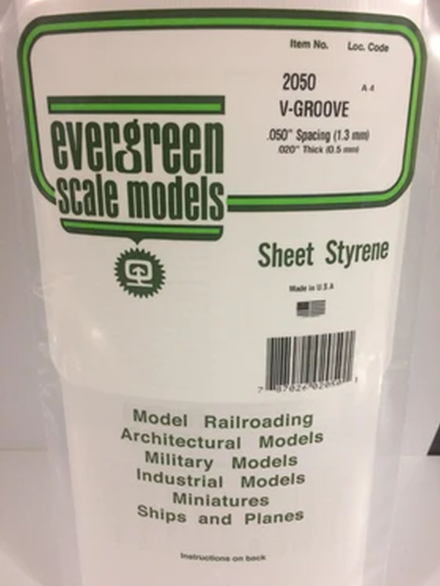 Evergreen Plastic 12050 V-Groove .050  sp