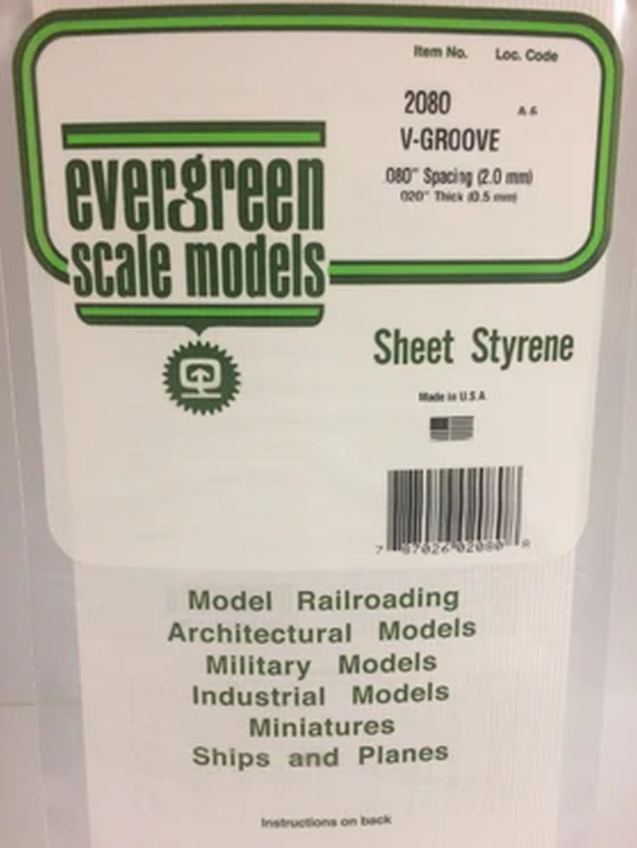 Evergreen Plastic 12080 V-Groove .080  sp