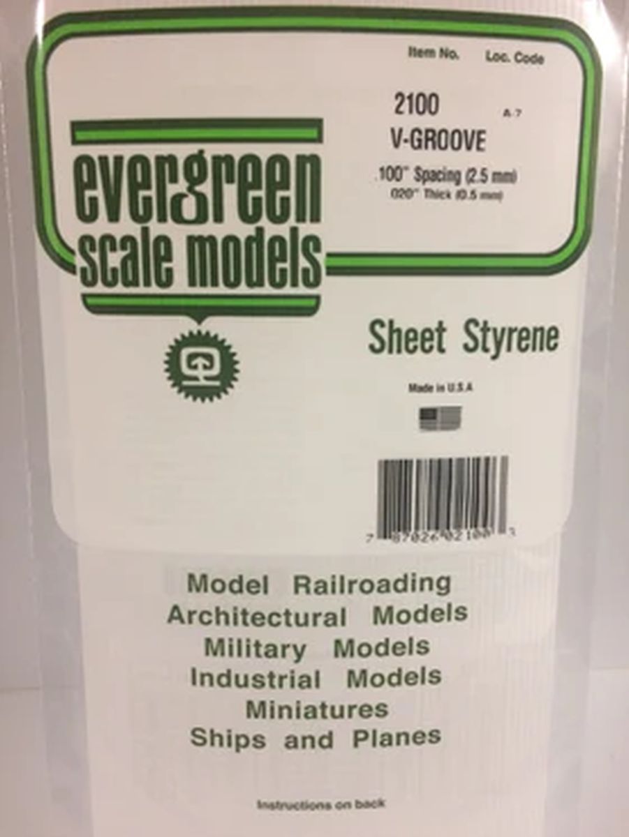 Evergreen Plastic 12100 V-Groove .100  sp