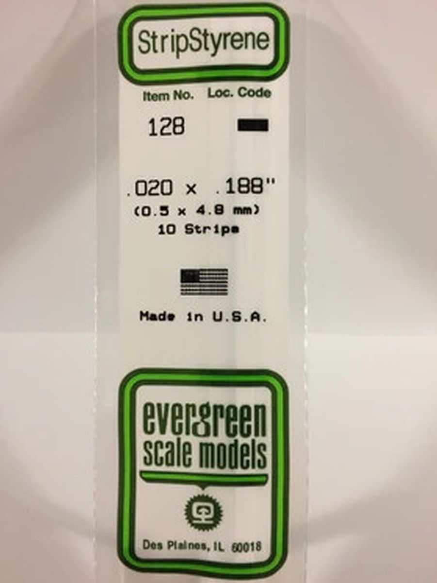 Evergreen Plastic 128 .020 x .188 (10)