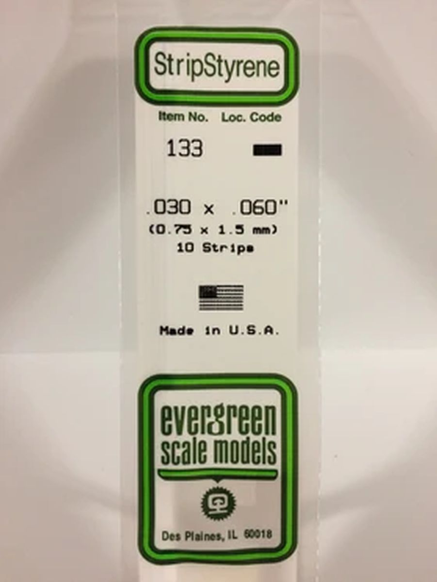 Evergreen Plastic 133 .030 x .060 (10)