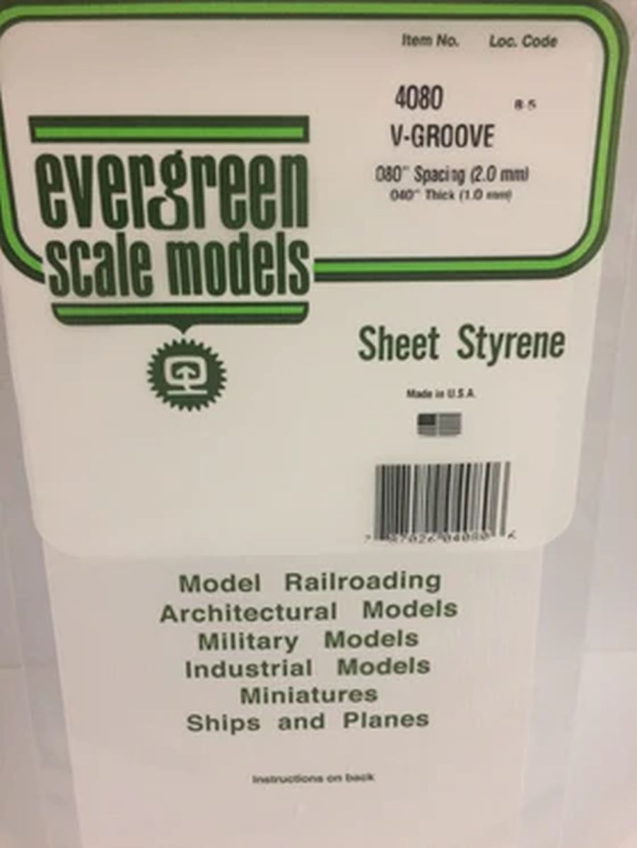 Evergreen Plastic 14080 V-Groove .080  sp