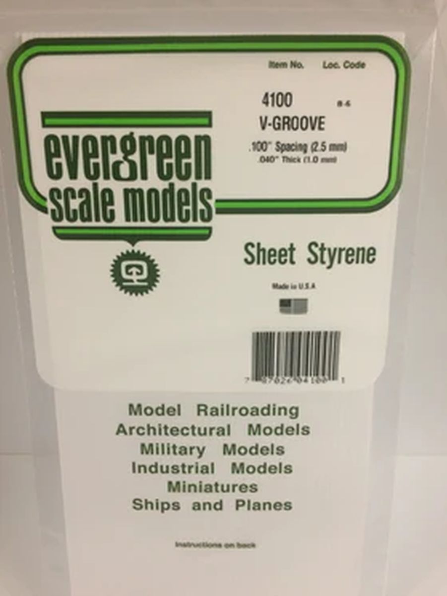 Evergreen Plastic 14100 V-Groove .100  sp