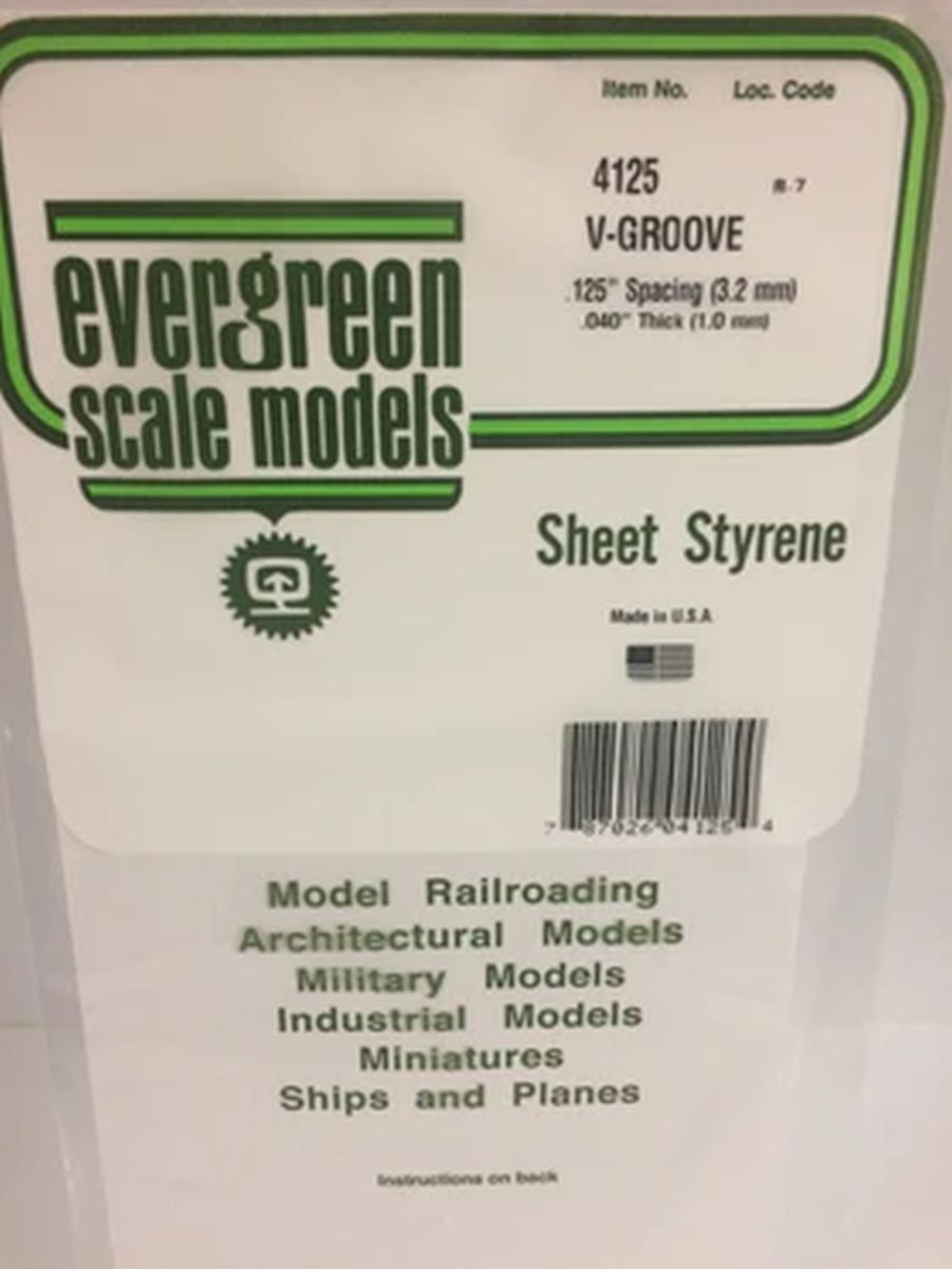 Evergreen Plastic 14125 V-Groove .125  sp