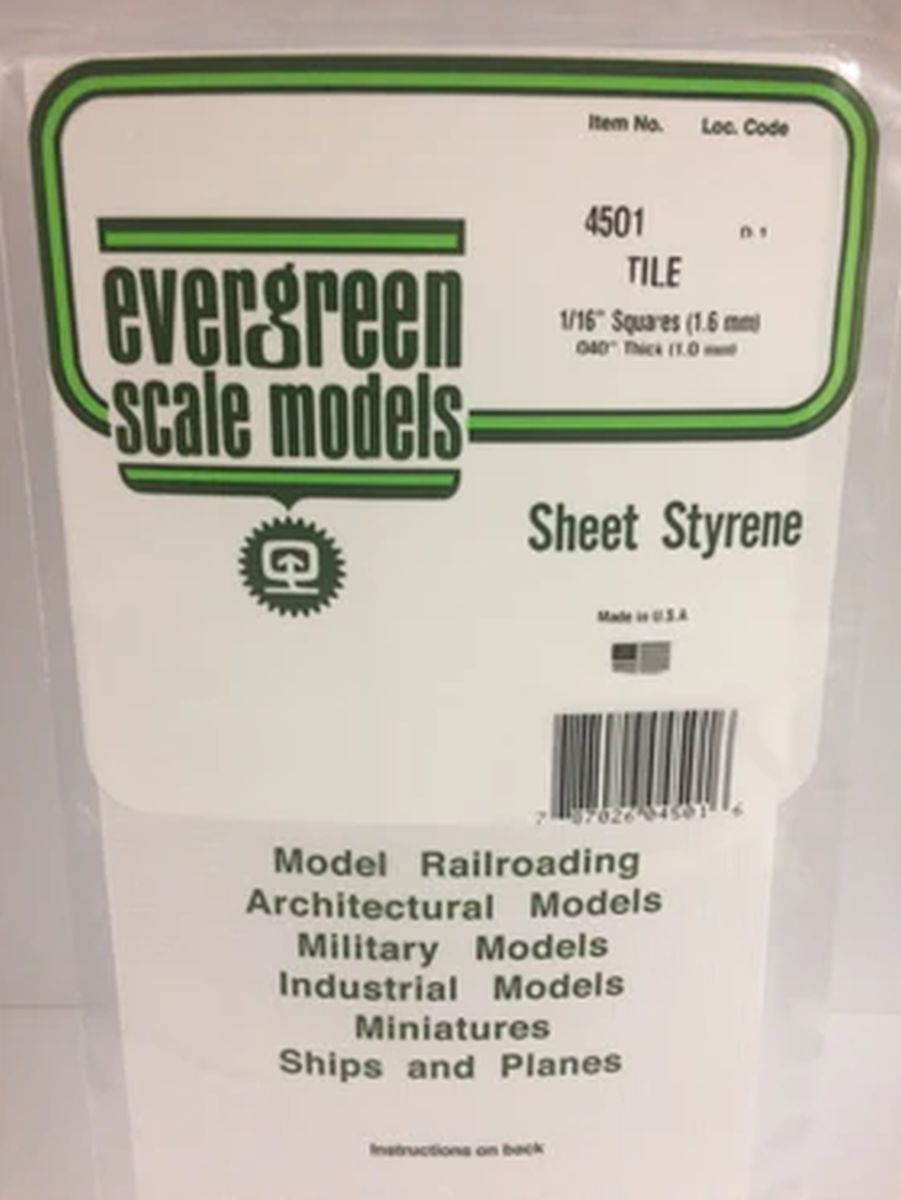 Evergreen Plastic 14501 Square Tile 1/16 x 1/17