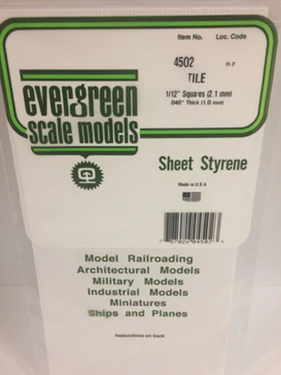 Evergreen Plastic 14502 Square Tile 1/12 x 1/12