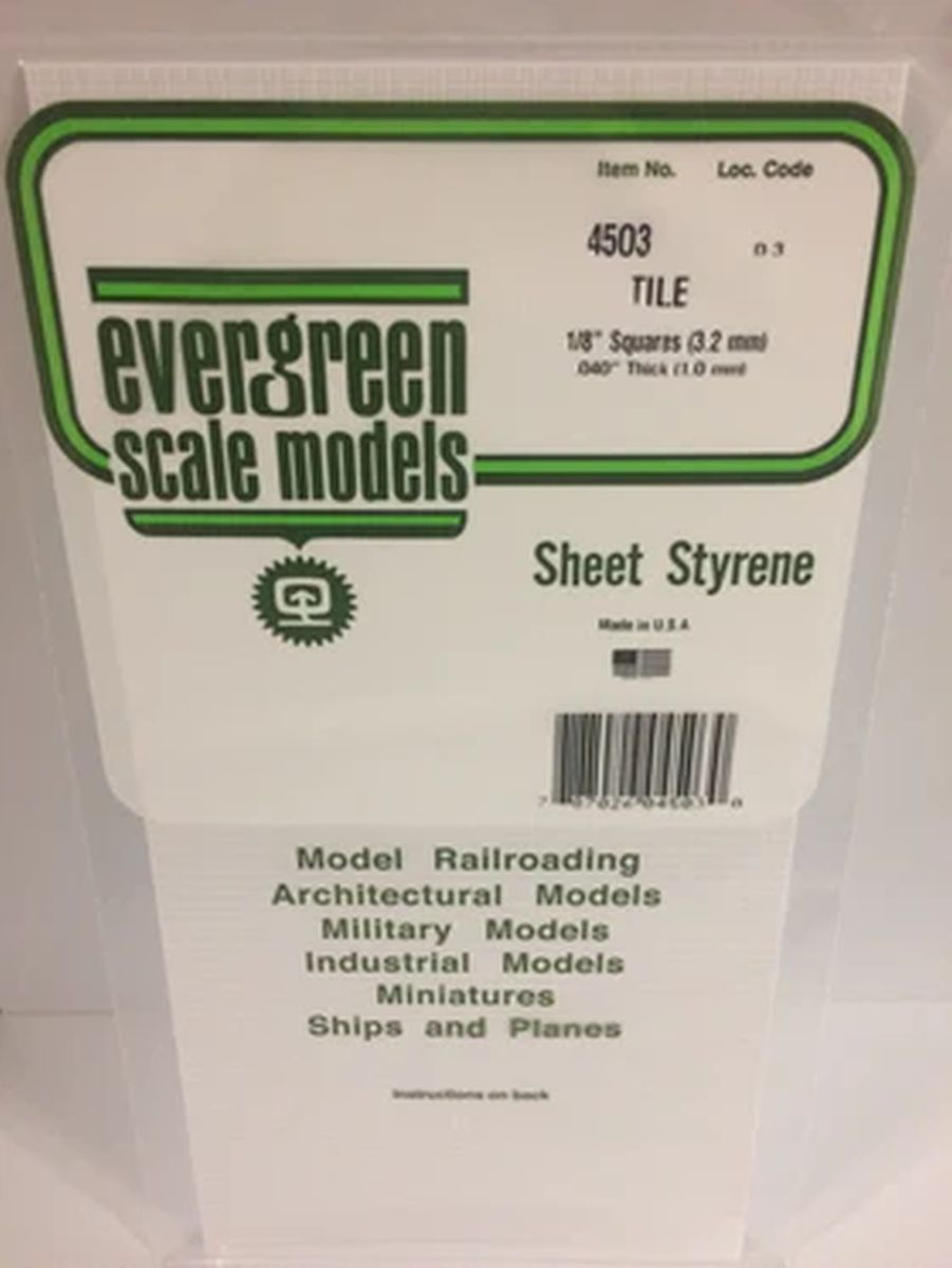 Evergreen Plastic 14503 Square Tile 1/8 x 1/9