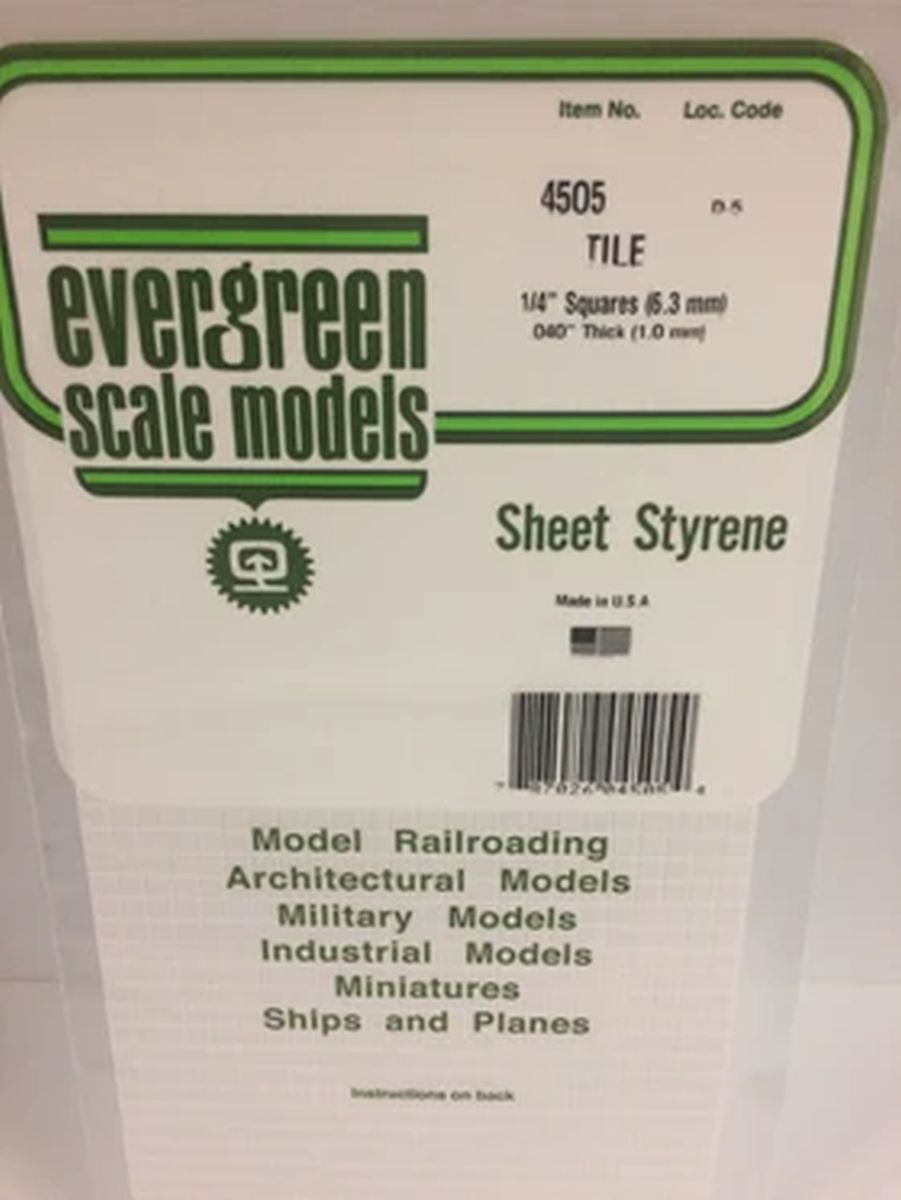 Evergreen Plastic 14505 Square Tile 1/4 x 1/4