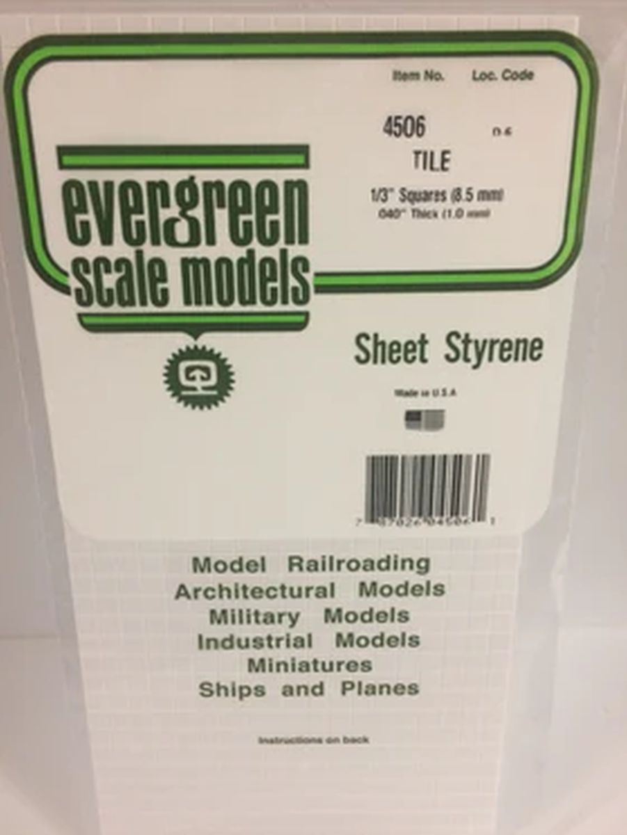 Evergreen Plastic 14506 Square Tile 1/3 x 1/4
