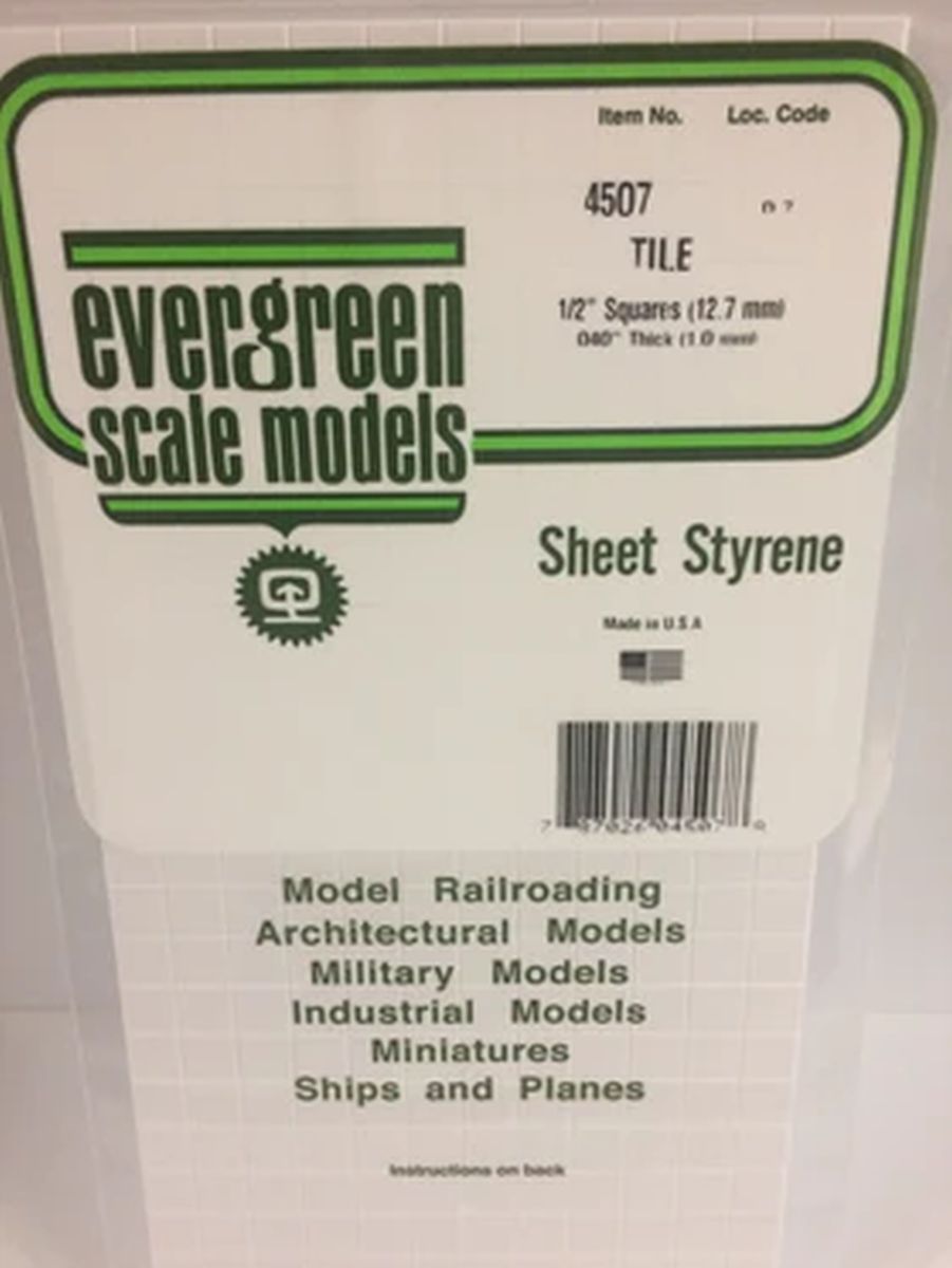 Evergreen Plastic 14507 Square Tile 1/2 x 1/3 12³x24³