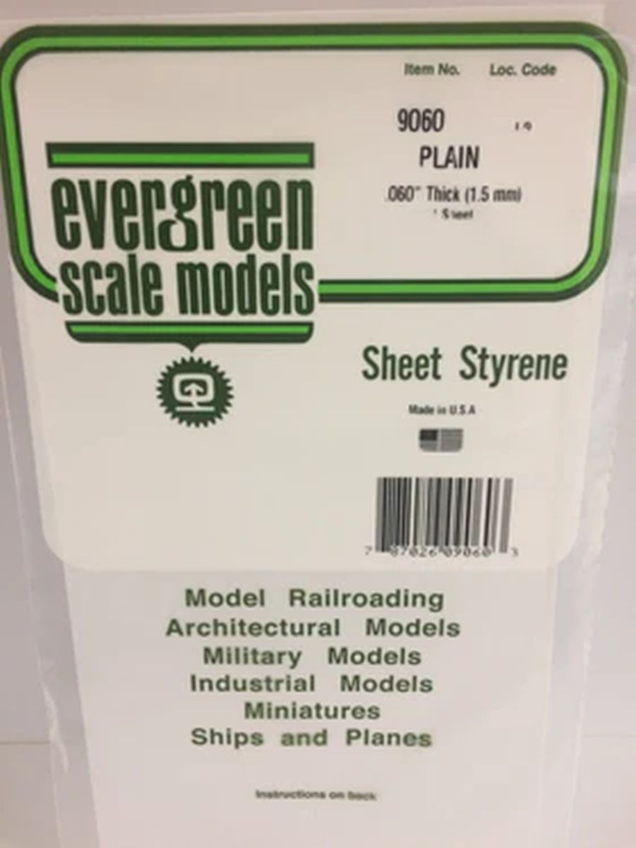 Evergreen Plastic 19060 .060  Thick White Sheet (4) 12³x24³