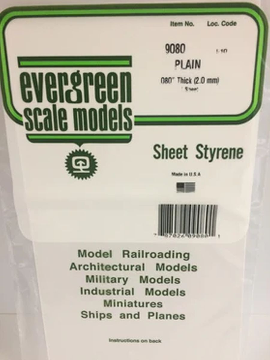 Evergreen Plastic 19080 .080  Thick White Sheet (3) 12³x24³