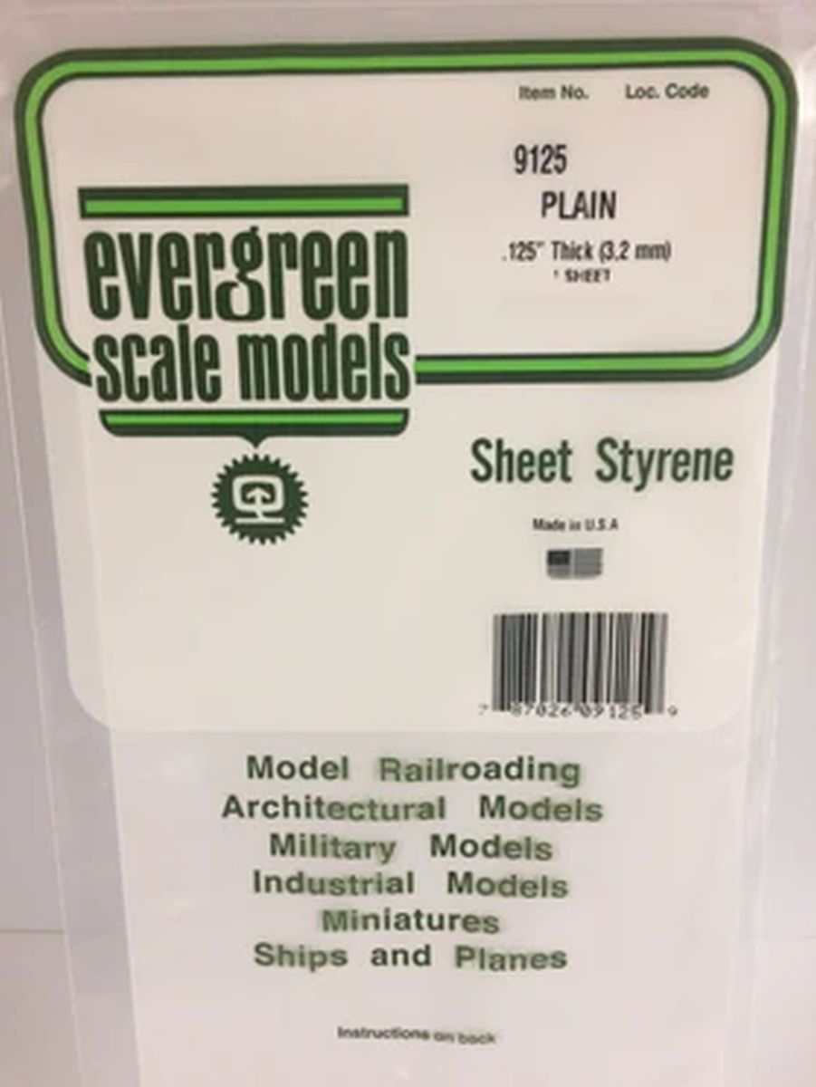 Evergreen Plastic 19125 .125  Thick White Sheet (2) 12³x24³