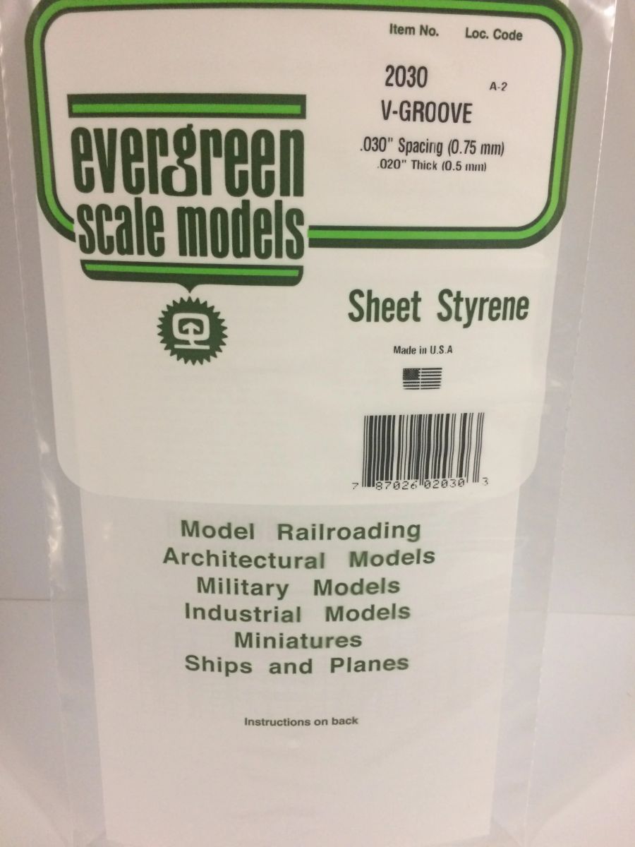 Evergreen Plastic 2030 V-Groove .030  sp