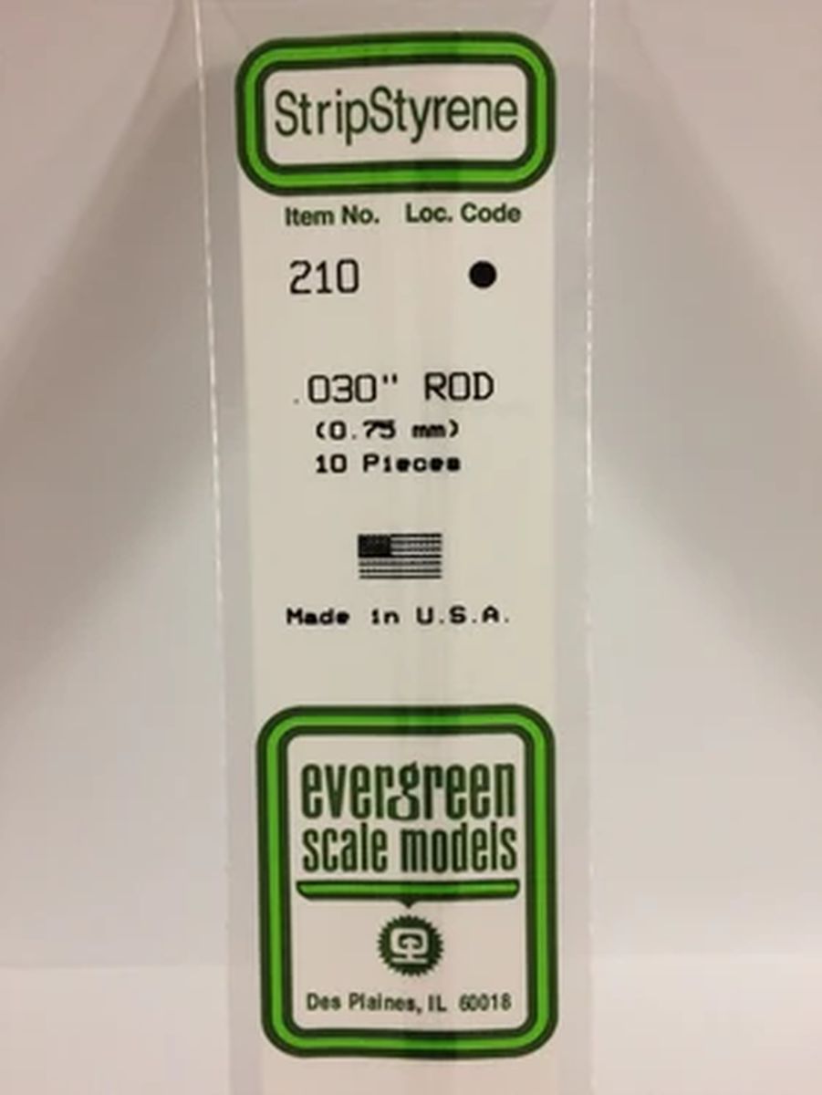 Evergreen Plastic 210 .030  Rod (10)