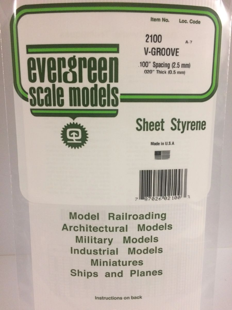 Evergreen Plastic 2100 V-Groove .100  sp