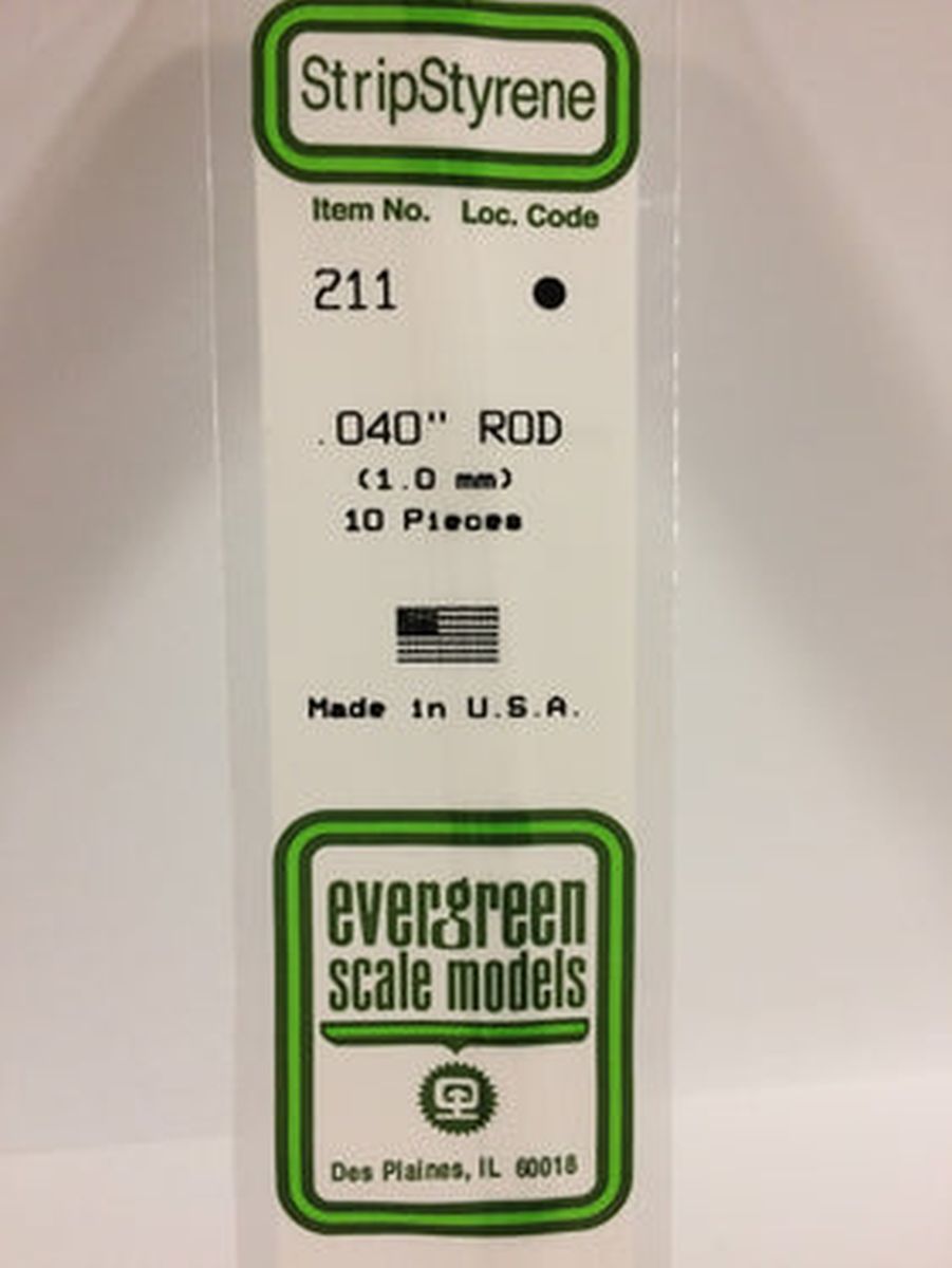 Evergreen Plastic 211 .040  Rod (10)