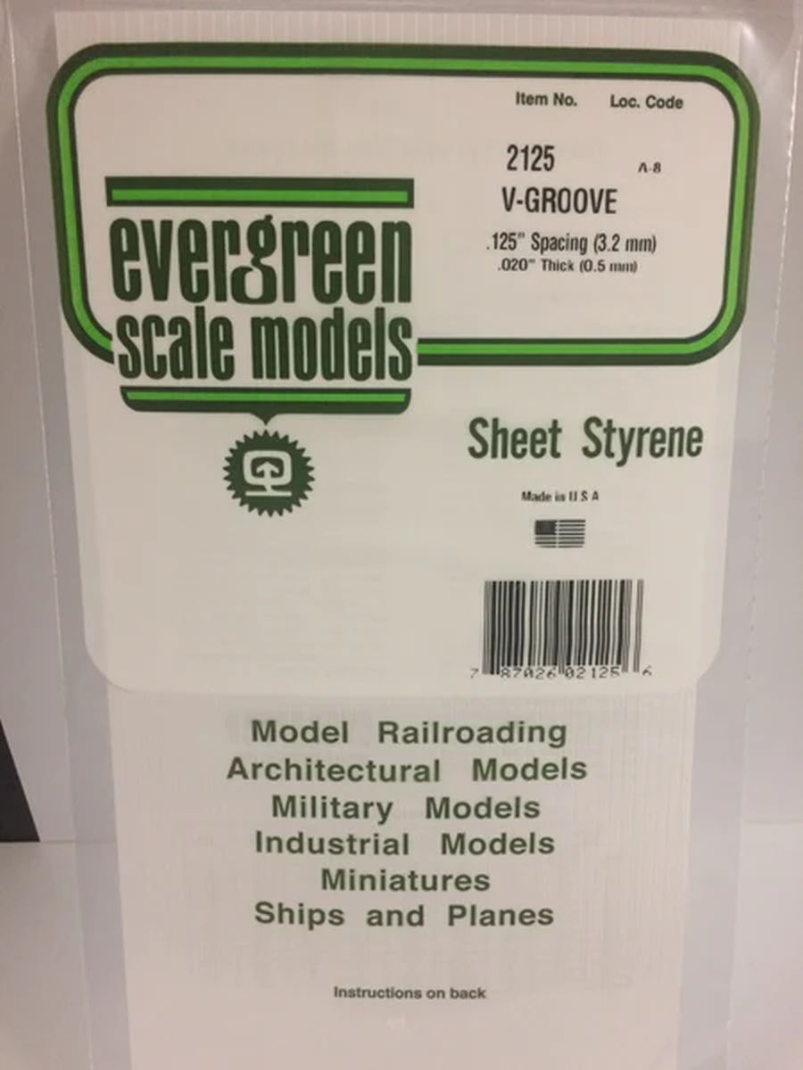 Evergreen Plastic 2125 V-Groove .125  sp