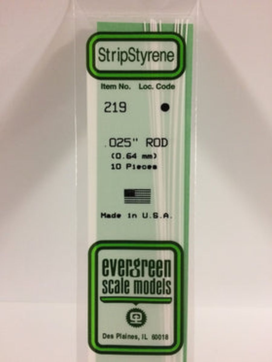 Evergreen Plastic 219 .025  Rod (10)