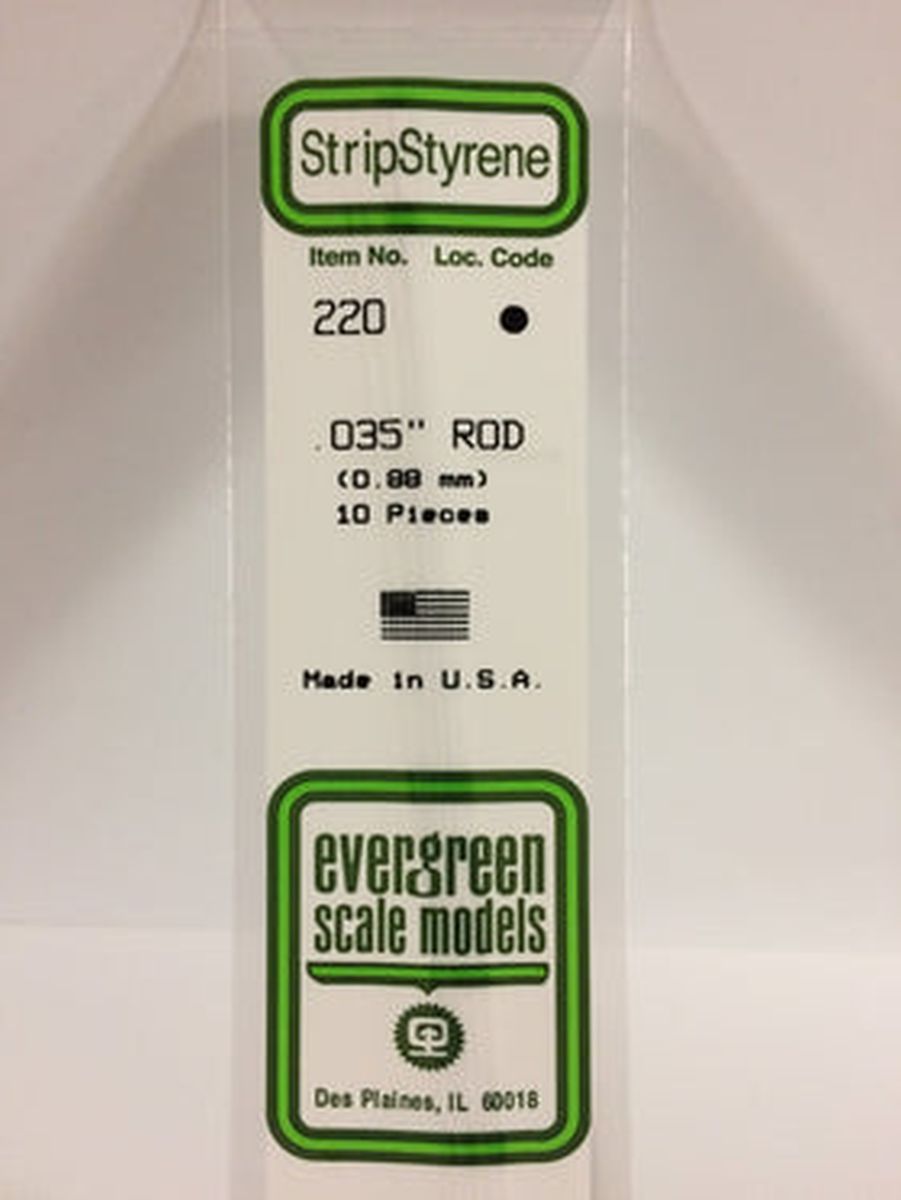 Evergreen Plastic 220 .035  Rod (10)
